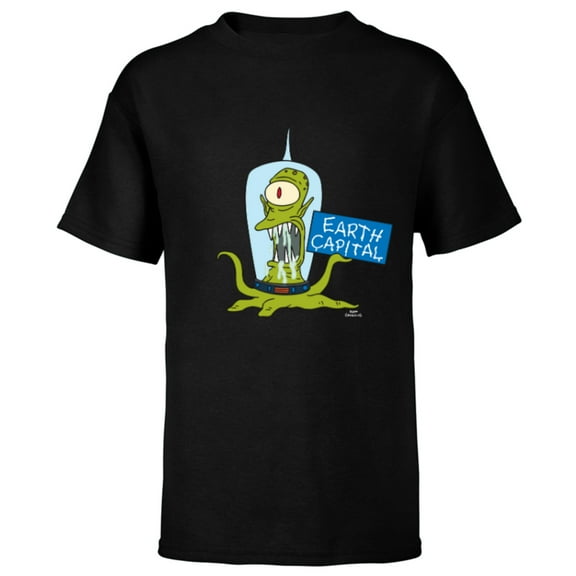 The Simpsons Kang and Kodos Earth Capital - Short Sleeve T-Shirt for Kids - Customized-Black