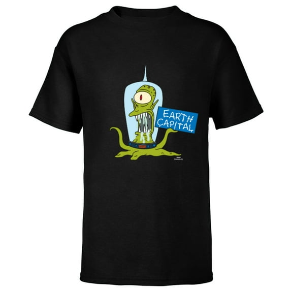 The Simpsons Kang and Kodos Earth Capital - Short Sleeve T-Shirt for Kids - Customized-Black
