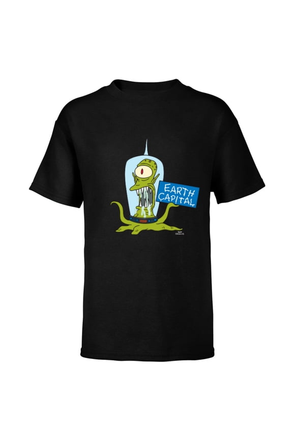 Kang and Kodos Earth Capital - Short Sleeve T-Shirt for Kids - Customized-Black