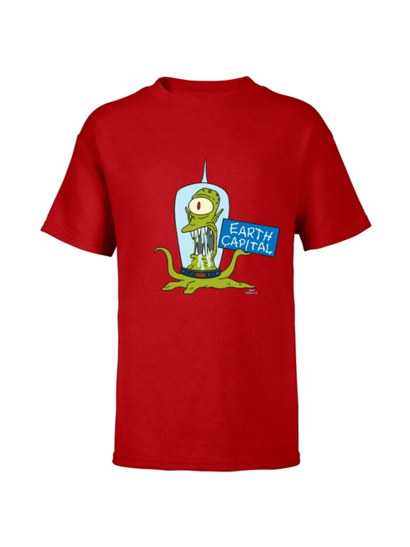 Kang and Kodos Earth Capital - Short Sleeve T-Shirt for Kids - Customized-Red