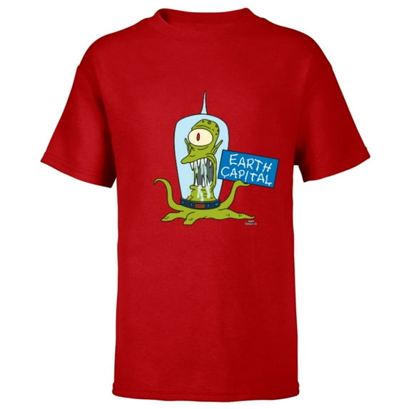 The Simpsons Kang and Kodos Earth Capital - Short Sleeve T-Shirt for Kids - Customized-Red
