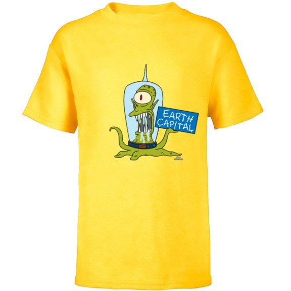 The Simpsons Kang and Kodos Earth Capital - Short Sleeve T-Shirt for Kids - Customized-Yellow
