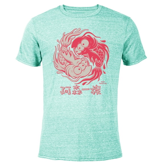 The Simpsons Koi Blinky Yin Yang Japanese - Short Sleeve Blended T-Shirt for Adults – Customized-Ocean Blue