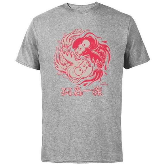 The Simpsons Koi Blinky Yin Yang Japanese - Short Sleeve Cotton T-Shirt for Adults - Customized-Athletic Heather