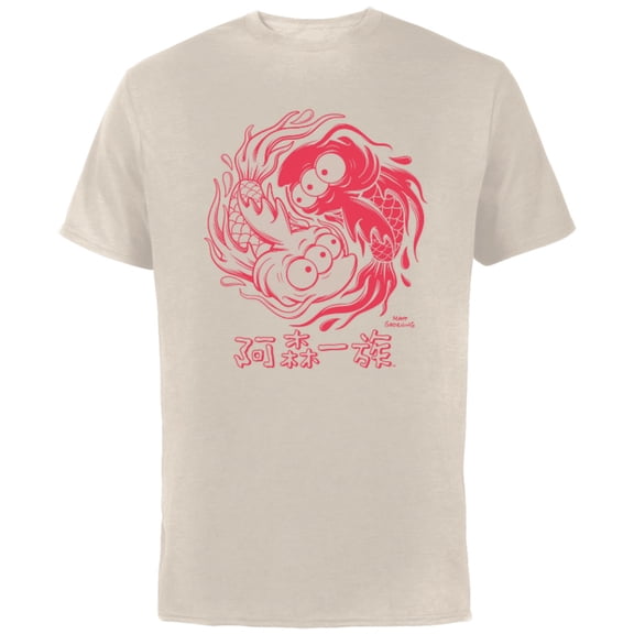 The Simpsons Koi Blinky Yin Yang Japanese - Short Sleeve Cotton T-Shirt for Adults - Customized-Natural