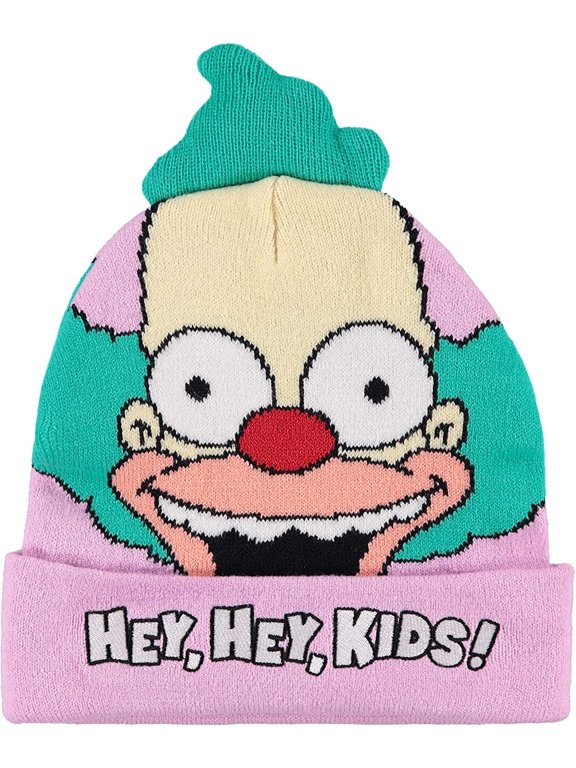 Krusty Beanie Hat Krusty The Clown Homer Bart and Lisa Hat - Hey, Hey, Kids! Adults Beanie Green Pink