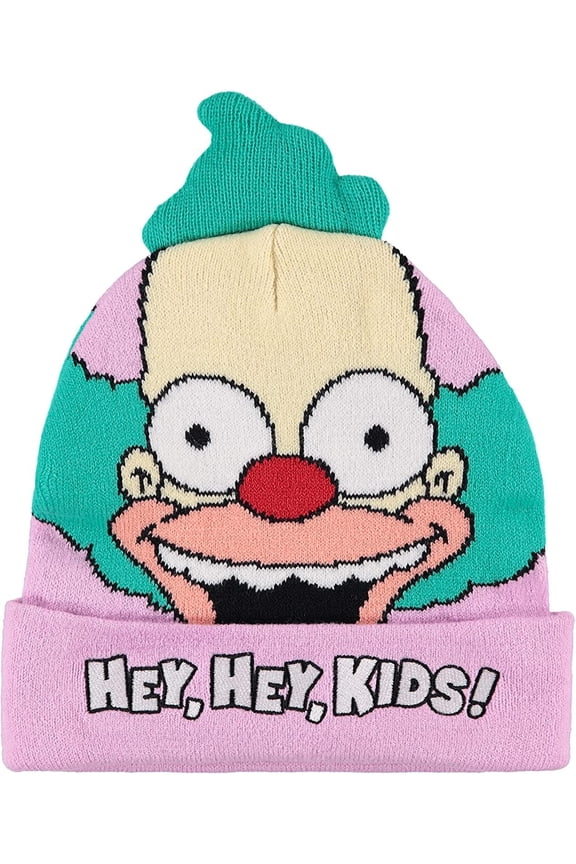 Krusty Beanie Hat Krusty The Clown Homer Bart and Lisa Hat - Hey, Hey, Kids! Adults Beanie Green Pink