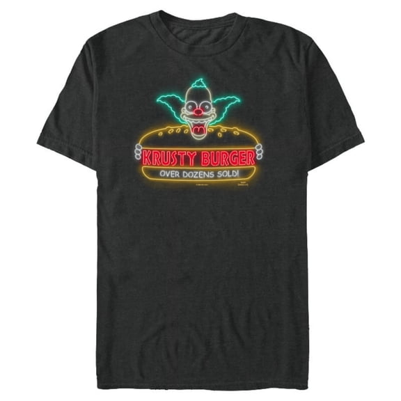 The Simpsons Krusty Burger Over Dozens Sold Neon Sign - Short Sleeve Blended T-Shirt for Adults - Customized-Dark Heather