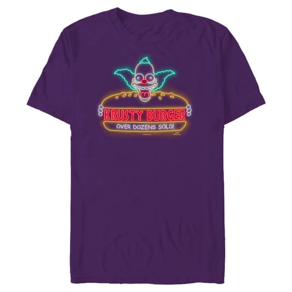 The Simpsons Krusty Burger Over Dozens Sold Neon Sign - Short Sleeve Blended T-Shirt for Adults - Customized-Purple