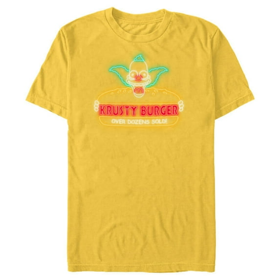 The Simpsons Krusty Burger Over Dozens Sold Neon Sign - Short Sleeve Blended T-Shirt for Adults - Customized-Yellow
