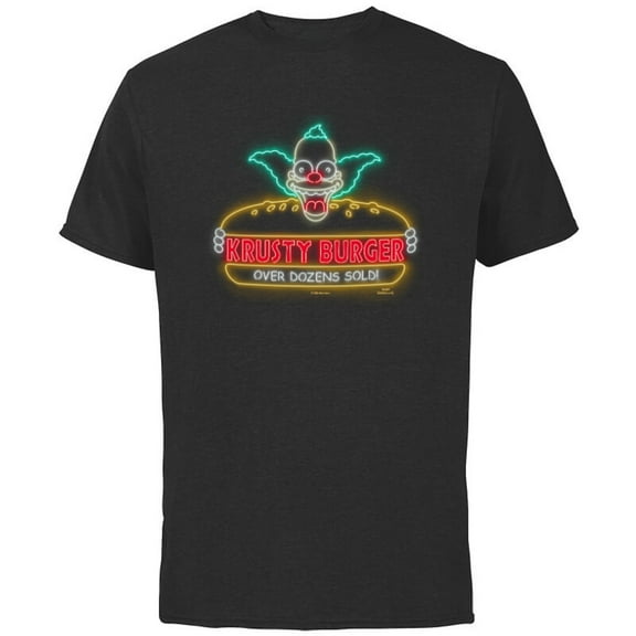 The Simpsons Krusty Burger Over Dozens Sold Neon Sign - Short Sleeve Cotton T-Shirt for Adults - Customized-Black