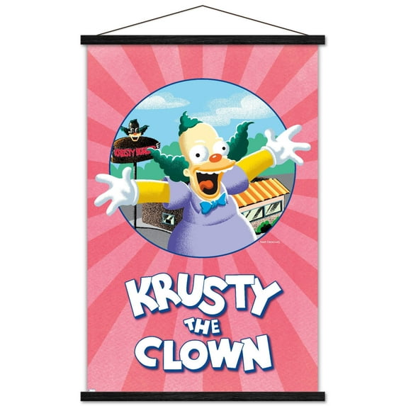 The Simpsons - Krusty The Clown Wall Poster with Wooden Magnetic Frame, 22.375" x 34"