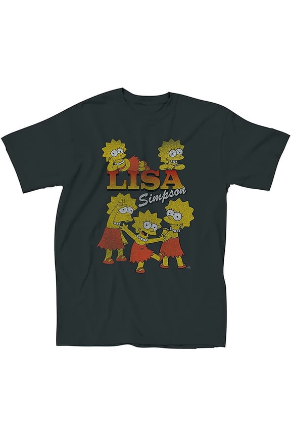 Ladies Dye Shirt - Lisa, Bart and Homer Simpson Tee Tie Dye Graphic T-Shirt Vintage Black Wash, Large