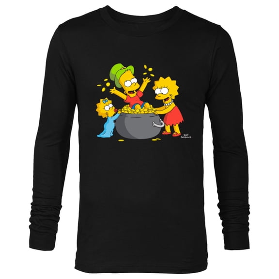 The Simpsons Lisa Bart Maggie Pot of Gold St. Patrick’s Day - Long Sleeve T-Shirt for Men - Customized-Black