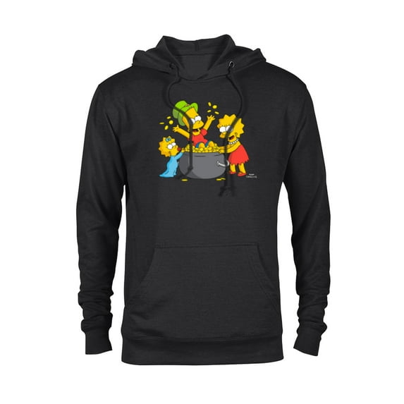 The Simpsons Lisa Bart Maggie Pot of Gold St. Patrick’s Day - Pullover Hoodie for Adults - Customized-Black