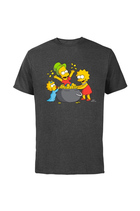 Lisa Bart Maggie Pot of Gold St. Patrick’s Day - Short Sleeve Cotton T-Shirt for Adults - Customized-Charcoal