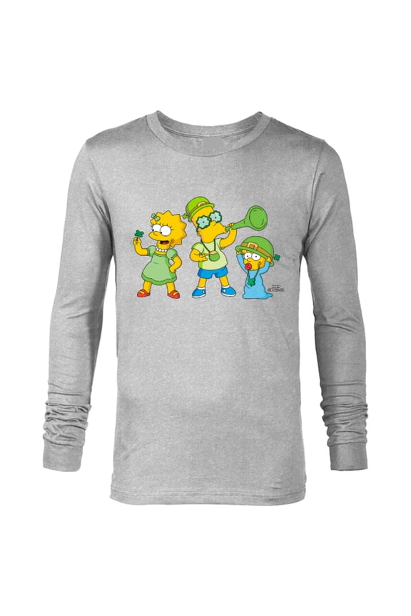 Lisa Bart and Maggie in Green St. Patrick's Day - Long Sleeve T-Shirt for Men - Customized-Athletic Heather