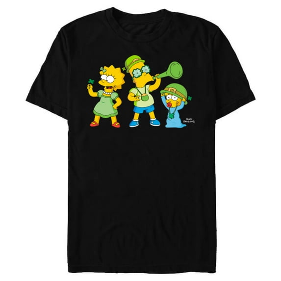 The Simpsons Lisa Bart Maggie St. Patrick’s Day - Short Sleeve Blended T-Shirt for Adults - Customized-Black