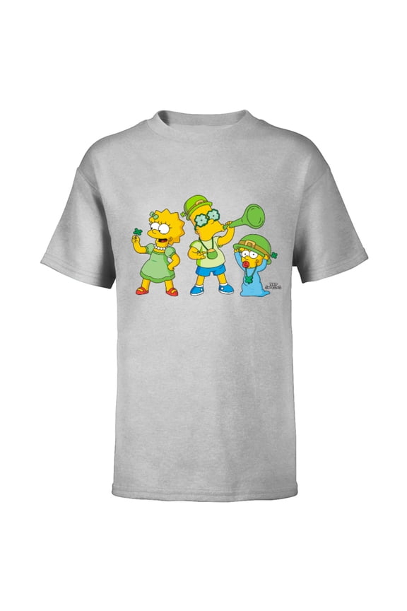 Lisa Bart and Maggie in Green St. Patrick's Day - Short Sleeve T-Shirt for Kids - Customized-Athletic Heather