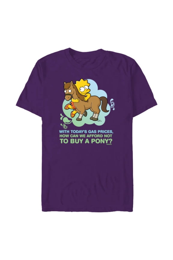 Lisa Simpson Buy a Pony Retro - Short Sleeve Blended T-Shirt for Adults - Customized-Purple