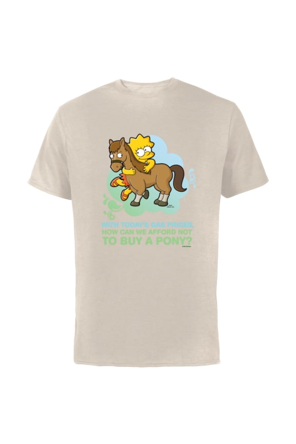 Lisa Simpson Buy a Pony Retro - Short Sleeve Cotton T-Shirt for Adults - Customized-Natural