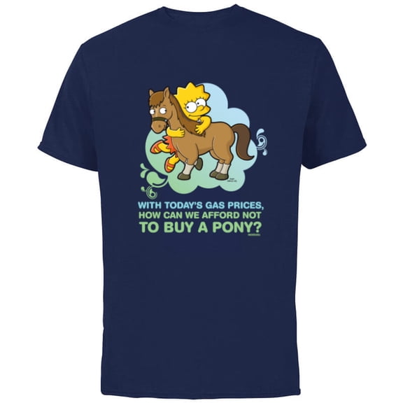 The Simpsons Lisa Simpson Buy a Pony Retro - Short Sleeve Cotton T-Shirt for Adults - Customized-Navy