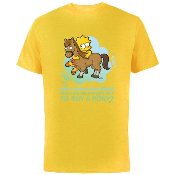 The Simpsons Lisa Simpson Buy a Pony Retro - Short Sleeve Cotton T-Shirt for Adults - Customized-Yellow
