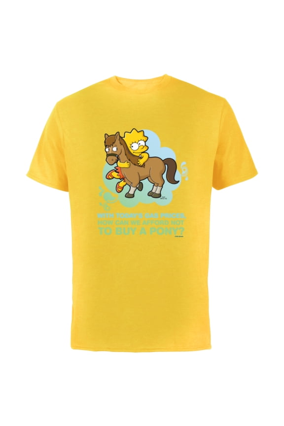 Lisa Simpson Buy a Pony Retro - Short Sleeve Cotton T-Shirt for Adults - Customized-Yellow