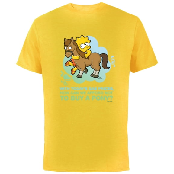 The Simpsons Lisa Simpson Buy a Pony Retro - Short Sleeve Cotton T-Shirt for Adults - Customized-Yellow