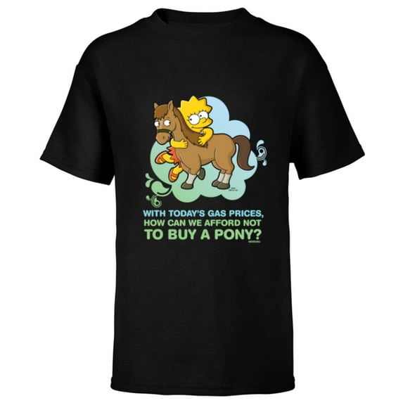 The Simpsons Lisa Simpson Buy a Pony Retro - Short Sleeve T-Shirt for Kids - Customized-Black