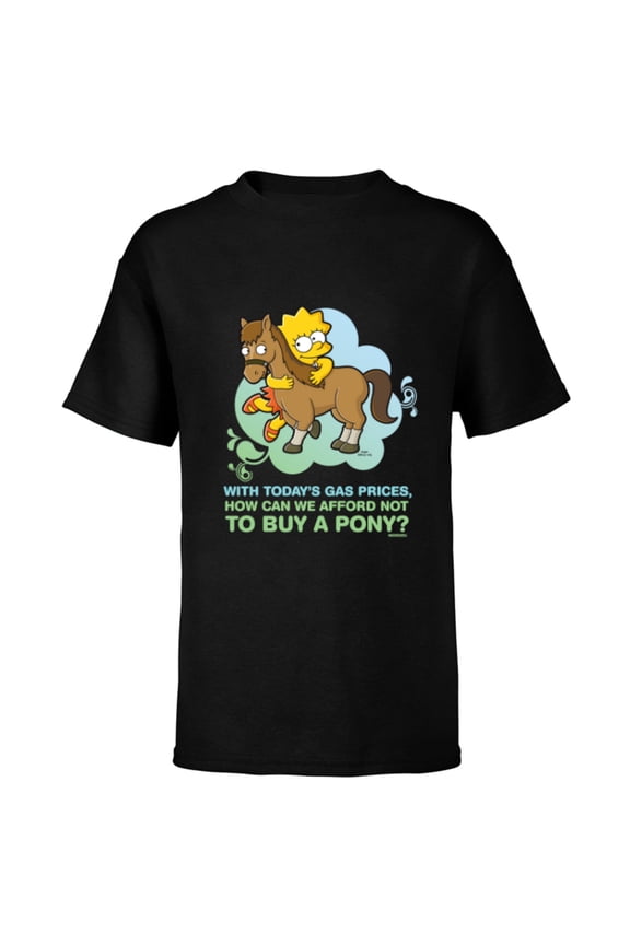 Lisa Simpson Buy a Pony Retro - Short Sleeve T-Shirt for Kids - Customized-Black