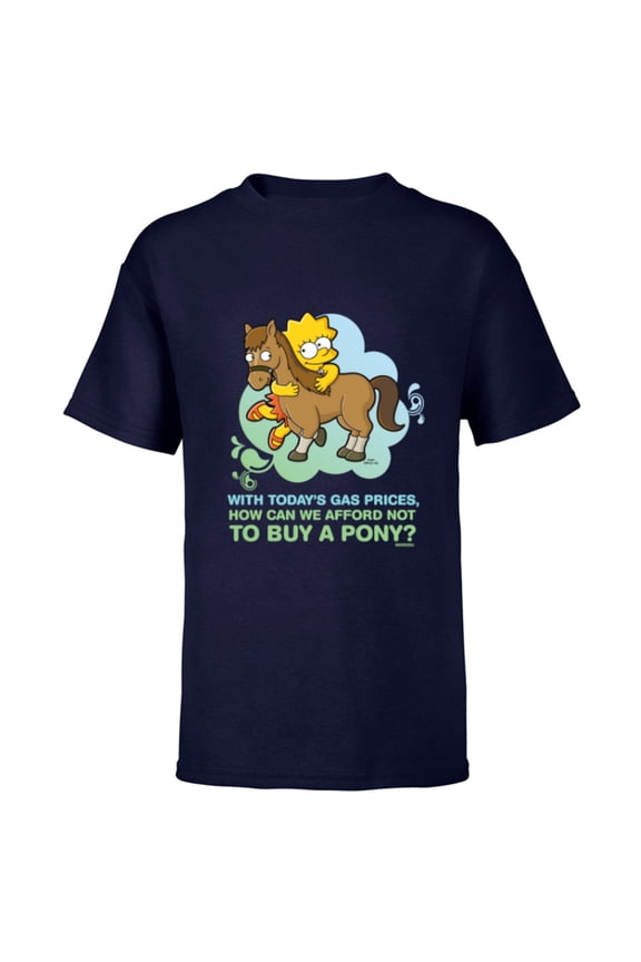 Lisa Simpson Buy a Pony Retro - Short Sleeve T-Shirt for Kids - Customized-Navy