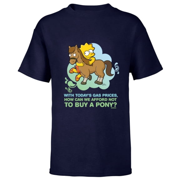 The Simpsons Lisa Simpson Buy a Pony Retro - Short Sleeve T-Shirt for Kids - Customized-Navy
