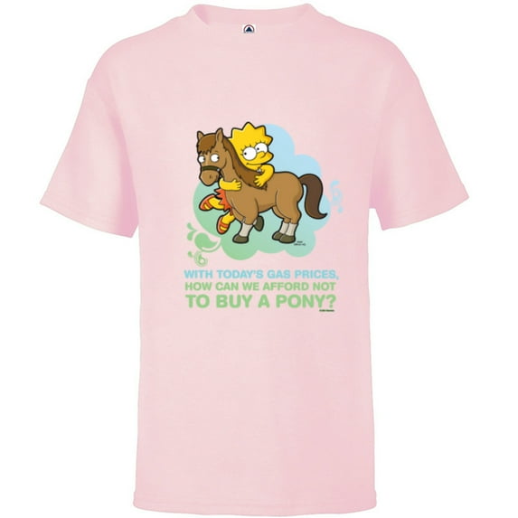 The Simpsons Lisa Simpson Buy a Pony Retro - Short Sleeve T-Shirt for Kids - Customized-Soft Pink