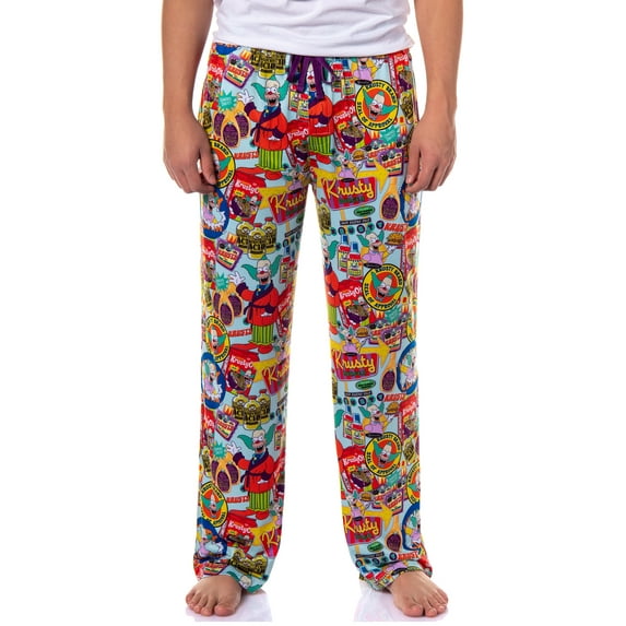 The Simpsons Lounge Pants Men's Krusty Clown Inspired Design Adult Sleep Pajamas