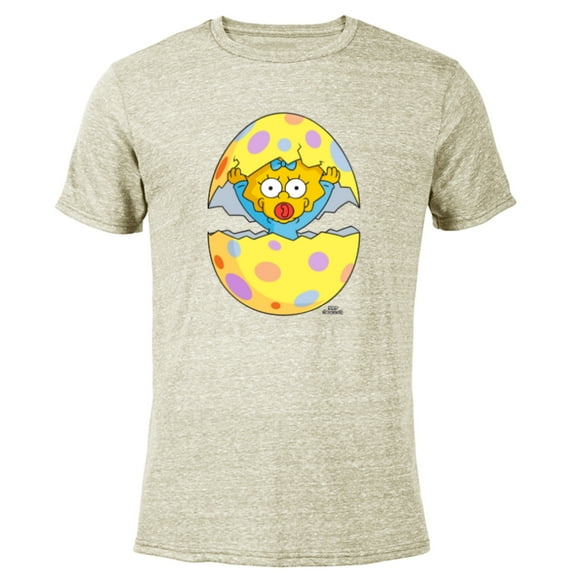 The Simpsons Maggie Easter Egg Grass Green - Short Sleeve Blended T-Shirt for Adults - Customized-Yellow