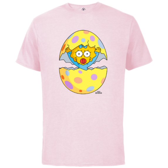 The Simpsons Maggie Easter Egg Grass Green - Short Sleeve Cotton T-Shirt for Adults - Customized-Soft Pink
