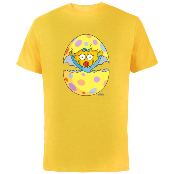 The Simpsons Maggie Easter Egg Grass Green - Short Sleeve Cotton T-Shirt for Adults - Customized-Yellow