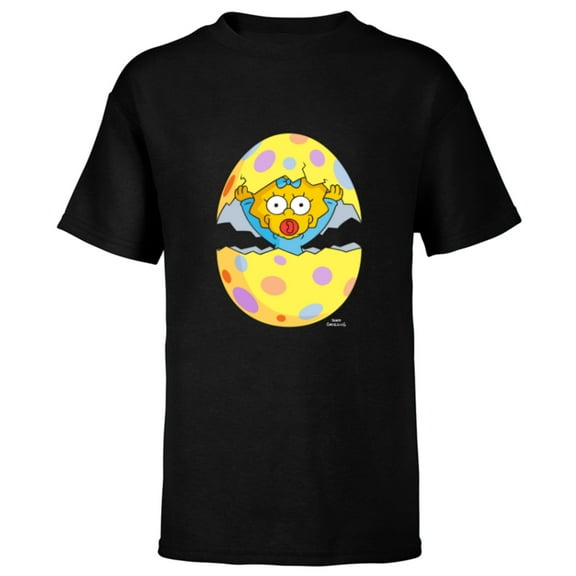 The Simpsons Maggie Easter Egg Grass Green - Short Sleeve T-Shirt for Kids - Customized-Black