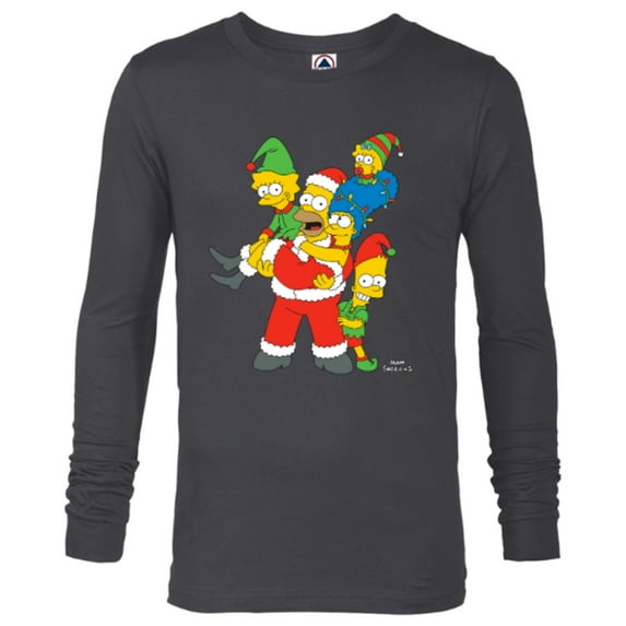 The Simpsons Marge Homer Bart Lisa Maggie Holiday - Long Sleeve T-Shirt for Men – Customized-Charcoal Heather