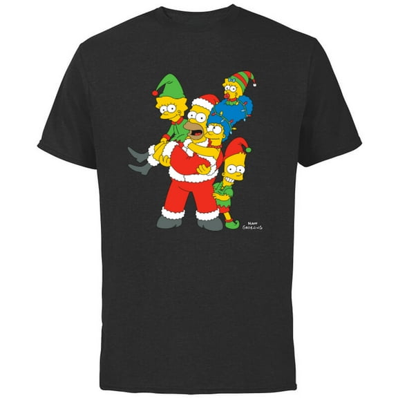 The Simpsons Marge Homer Bart Lisa Maggie Holiday - Short Sleeve Cotton T-Shirt for Adults - Customized-Black