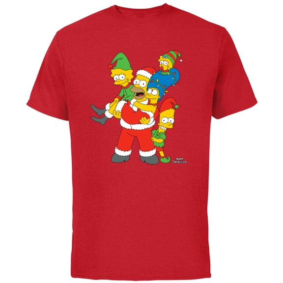 The Simpsons Marge Homer Bart Lisa Maggie Holiday - Short Sleeve Cotton T-Shirt for Adults - Customized-Red