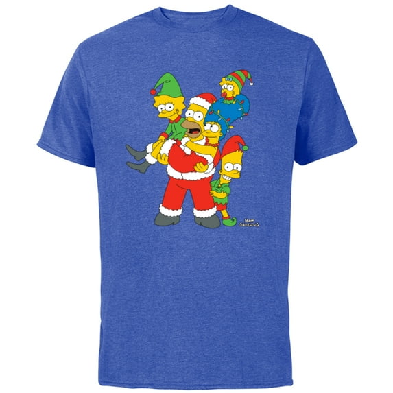 The Simpsons Marge Homer Bart Lisa Maggie Holiday - Short Sleeve Cotton T-Shirt for Adults - Customized-Royal Heather