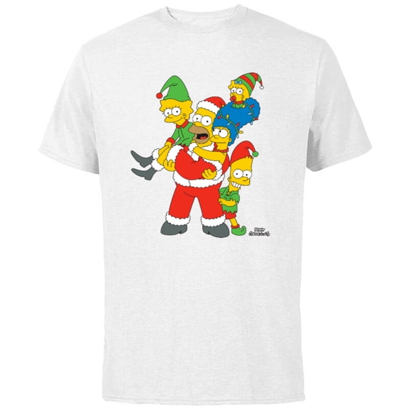 The Simpsons Marge Homer Bart Lisa Maggie Holiday - Short Sleeve Cotton T-Shirt for Adults - Customized-White