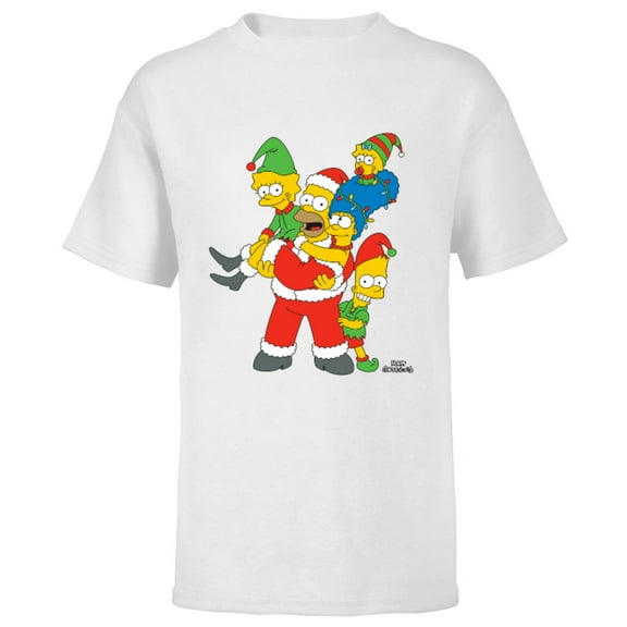 The Simpsons Marge Homer Bart Lisa Maggie Holiday - Short Sleeve T-Shirt for Kids – Customized-White