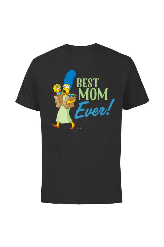 Marge Simpson Best Mom Ever - Short Sleeve Cotton T-Shirt for Adults - Customized-Black