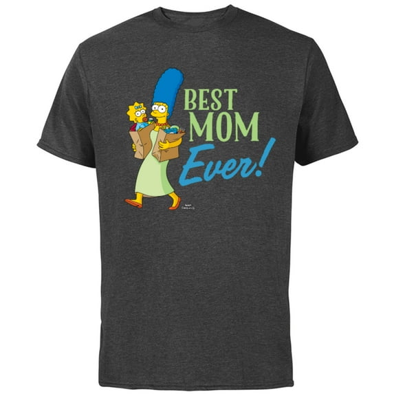 The Simpsons Marge Simpson Best Mom Ever - Short Sleeve Cotton T-Shirt for Adults - Customized-Charcoal