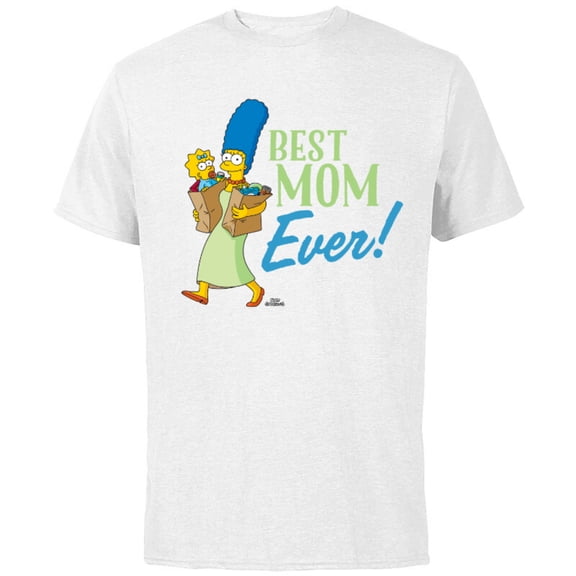 The Simpsons Marge Simpson Best Mom Ever - Short Sleeve Cotton T-Shirt for Adults - Customized-White