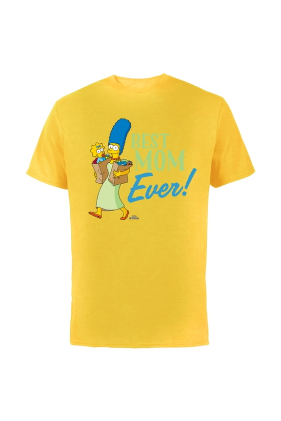Marge Simpson Best Mom Ever - Short Sleeve Cotton T-Shirt for Adults - Customized-Yellow