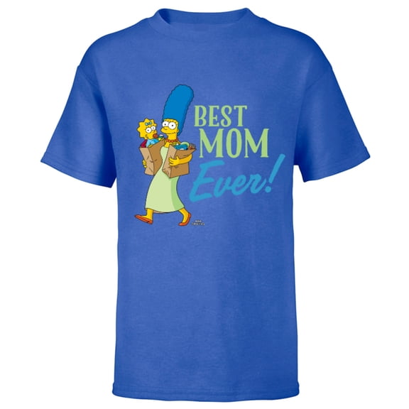 The Simpsons Marge Simpson Best Mom Ever - Short Sleeve T-Shirt for Kids - Customized-Royal